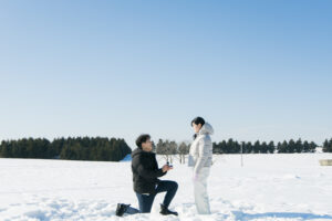 雪の中でプロポーズ